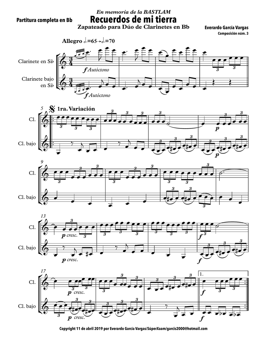 Memories of my Land - Duo for Clarinets Clarinet Duet scores gallery preview page 5
