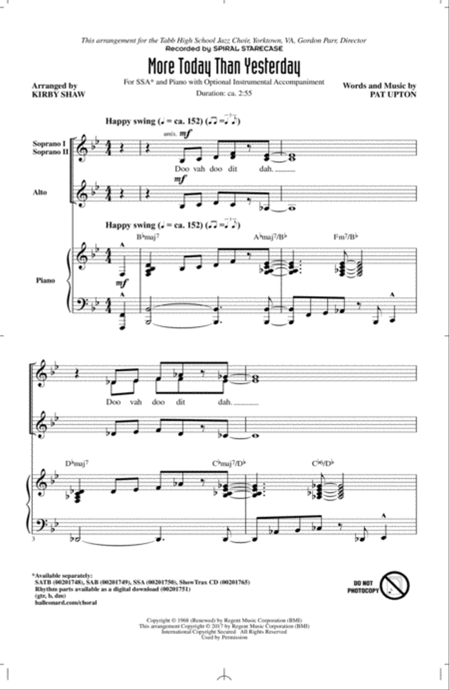 More Today Than Yesterday SSA scores gallery preview page 1