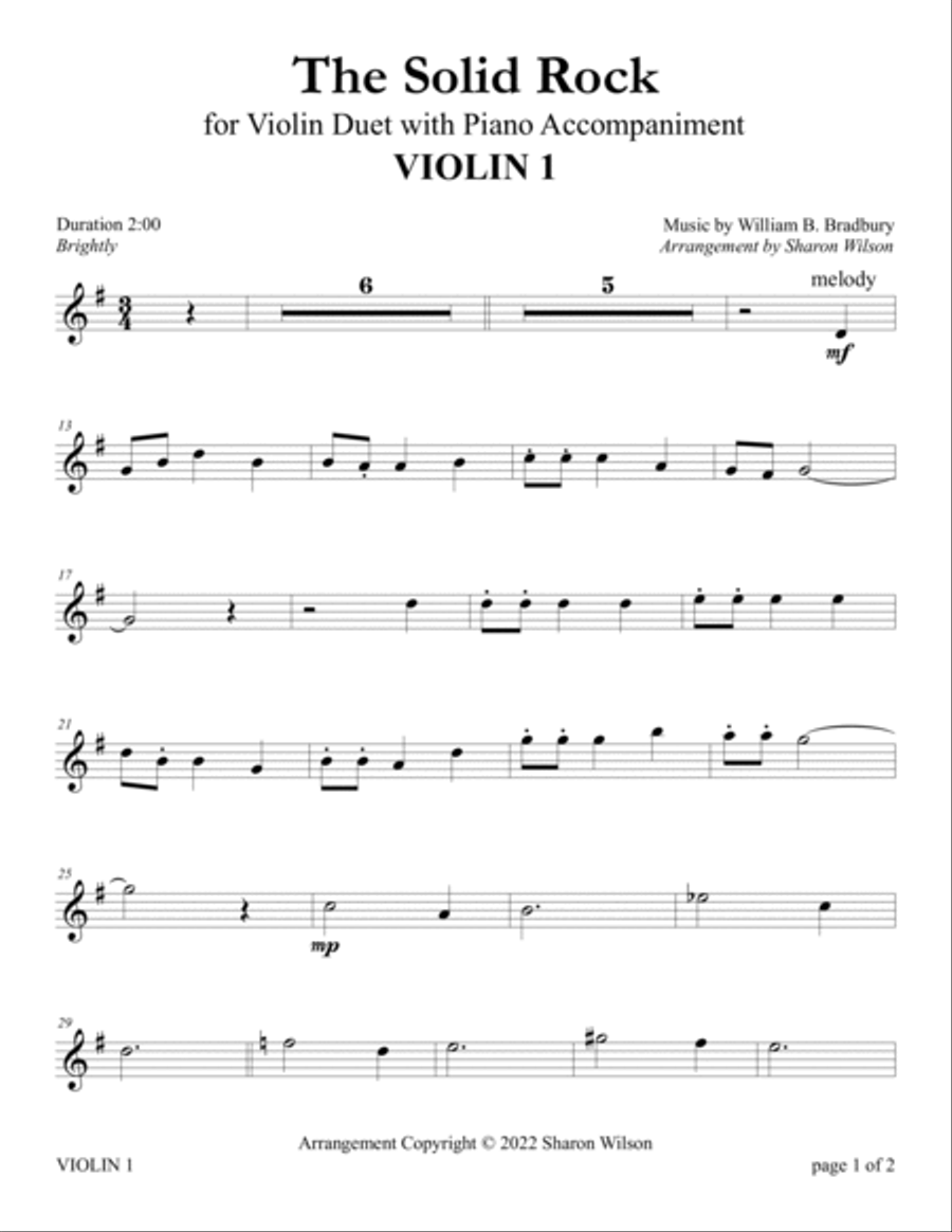 The Solid Rock (Violin Duet with Piano Accompaniment) String Duet scores gallery preview page 3