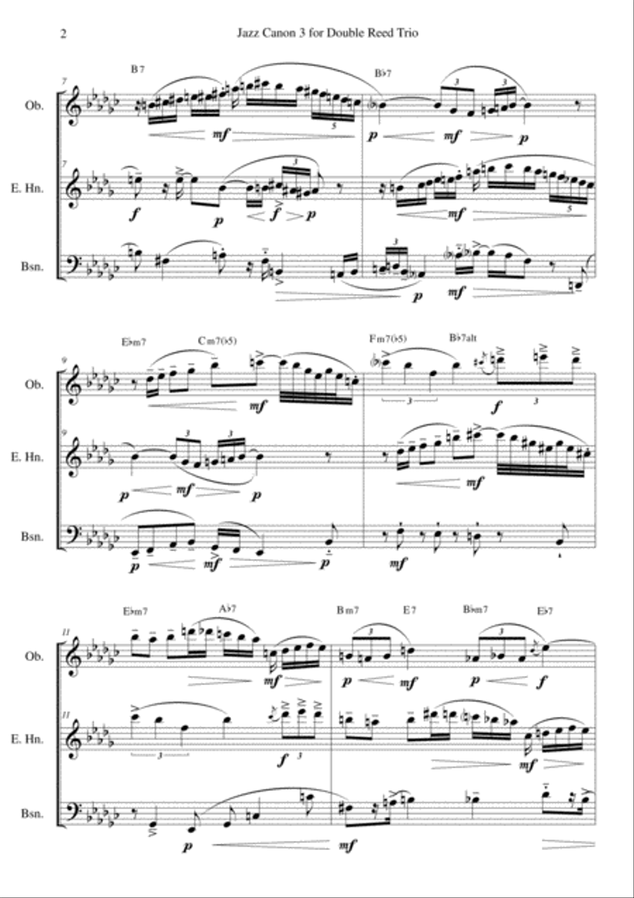 Jazz Canon 3 for Double Reed Trio Woodwind Trio scores gallery preview page 2