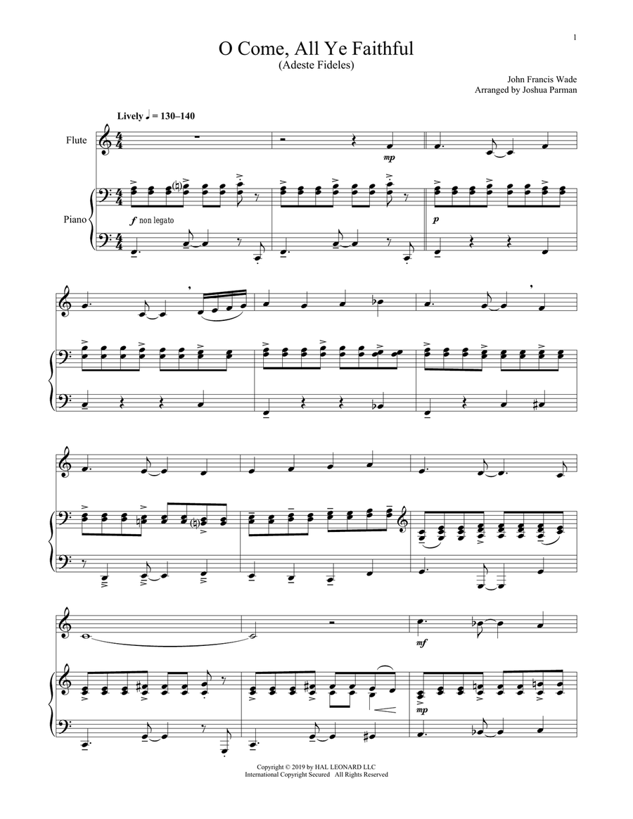 O Come, All Ye Faithful Flute Solo scores gallery preview page 1
