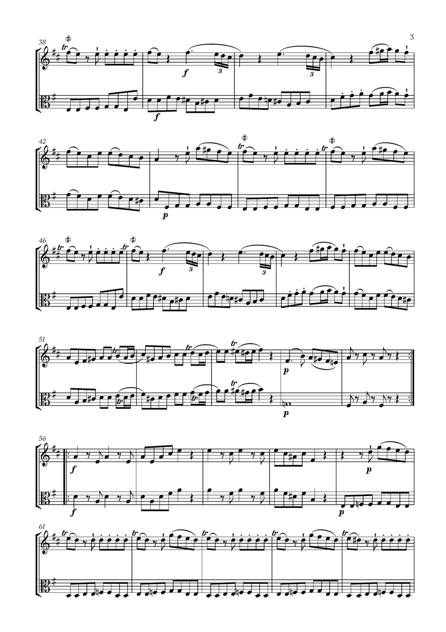 W. A. Mozart - Eine Kleine Nachtmusik (for French Horn and Viola) Horn scores gallery preview page 3
