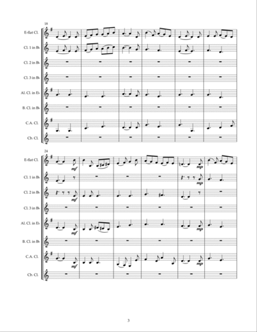 It Came Upon The Midnight Clear, for Clarinet Choir Clarinet Choir scores gallery preview page 3