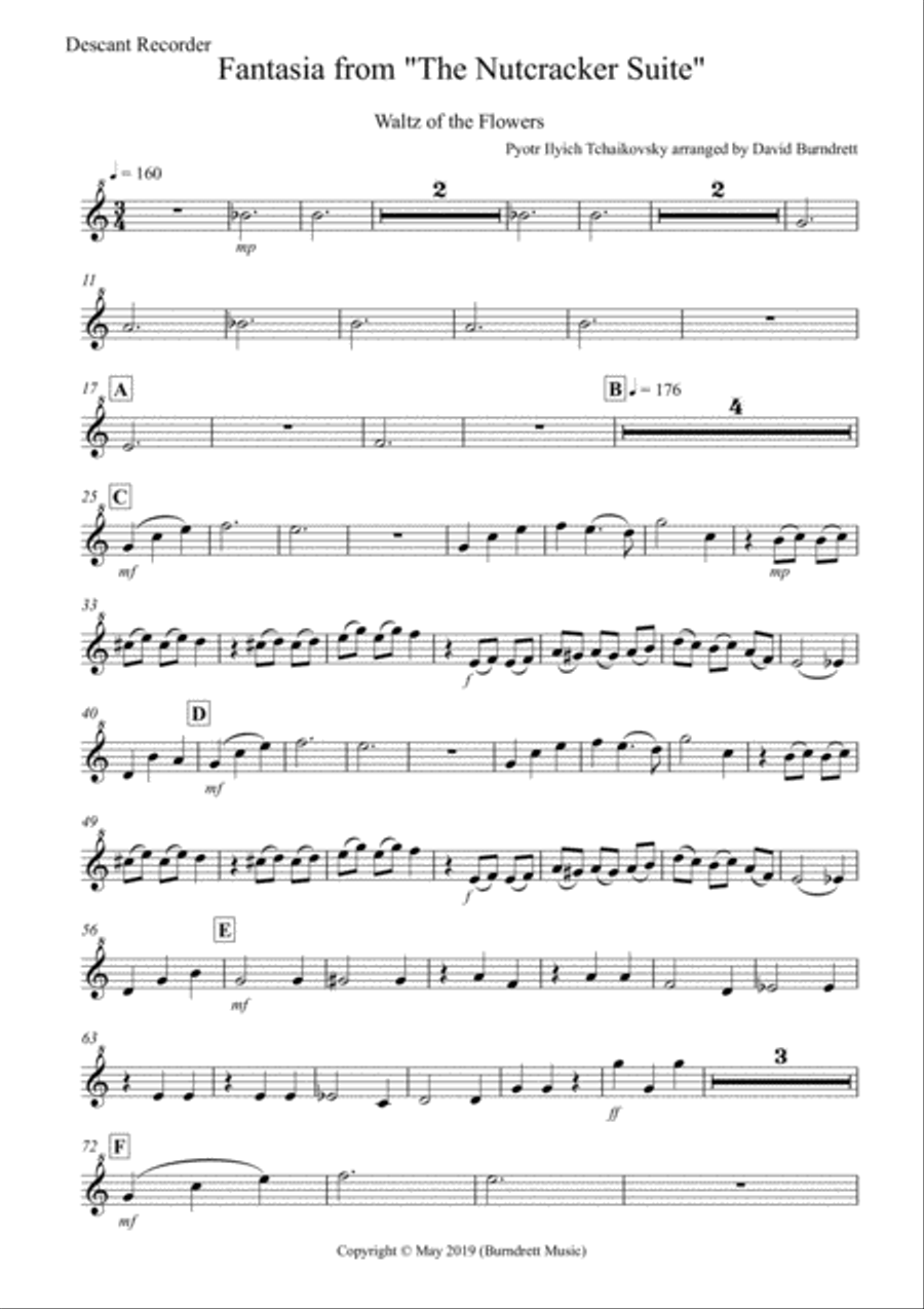 Waltz of the Flowers (Fantasia from Nutcracker) for Recorder Quartet Recorder scores gallery preview page 5