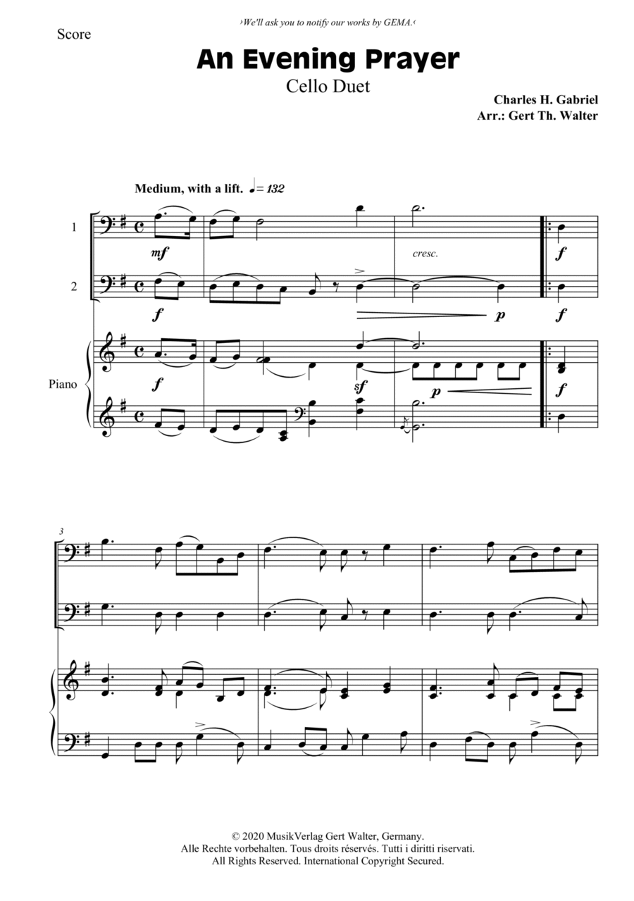 An Evening Prayer An Evening Prayer String Duet scores gallery preview page 1