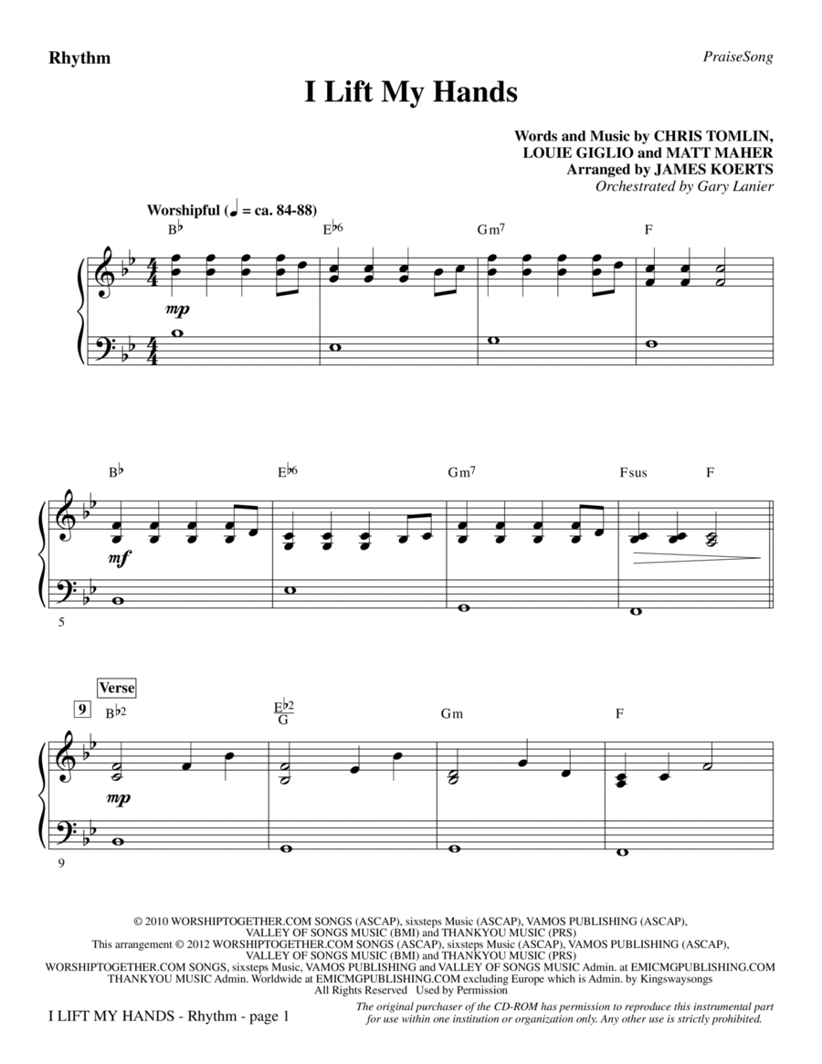 I Lift My Hands - Rhythm Choir scores gallery preview page 1