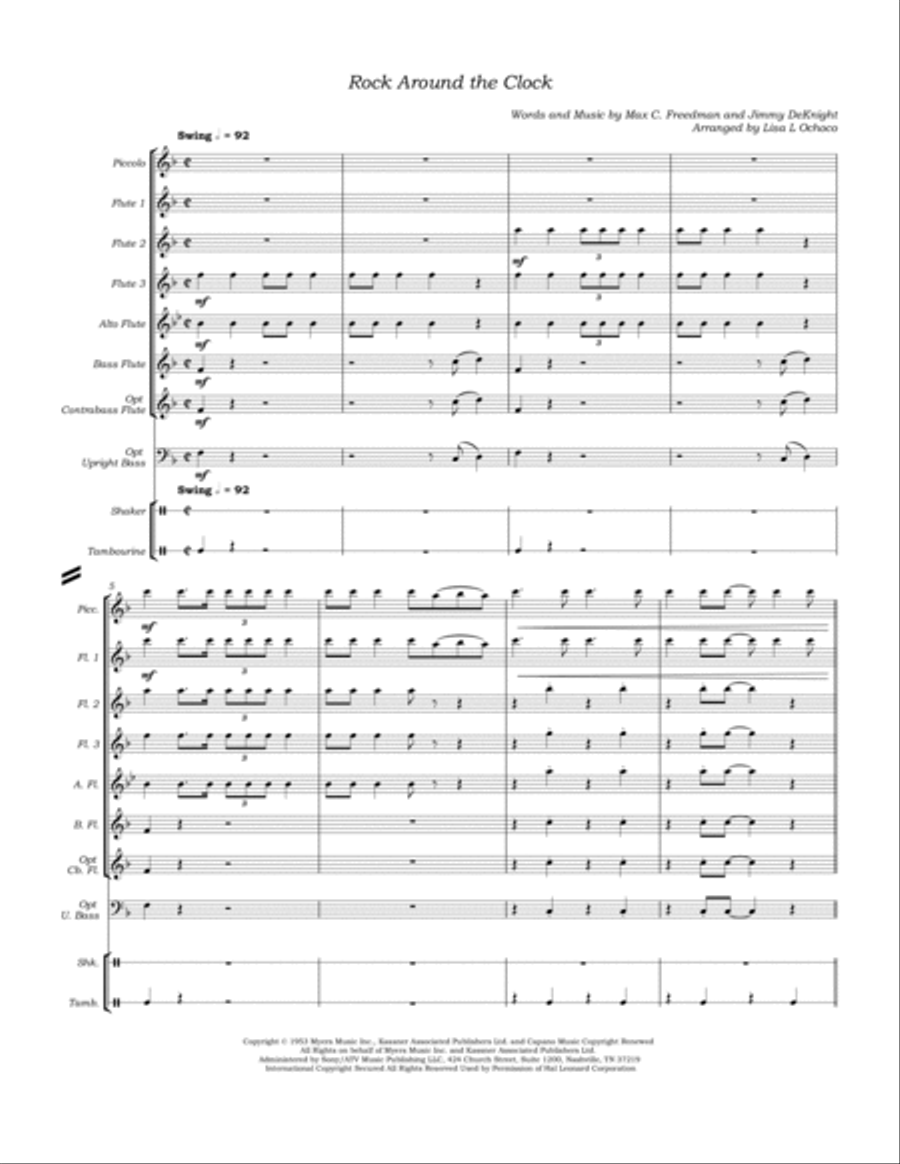 Rock Around The Clock Flute Choir scores gallery preview page 5