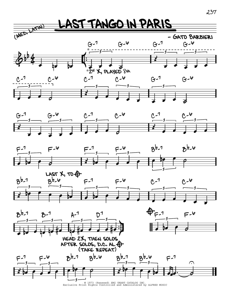Last Tango In Paris Piano scores gallery preview page 1