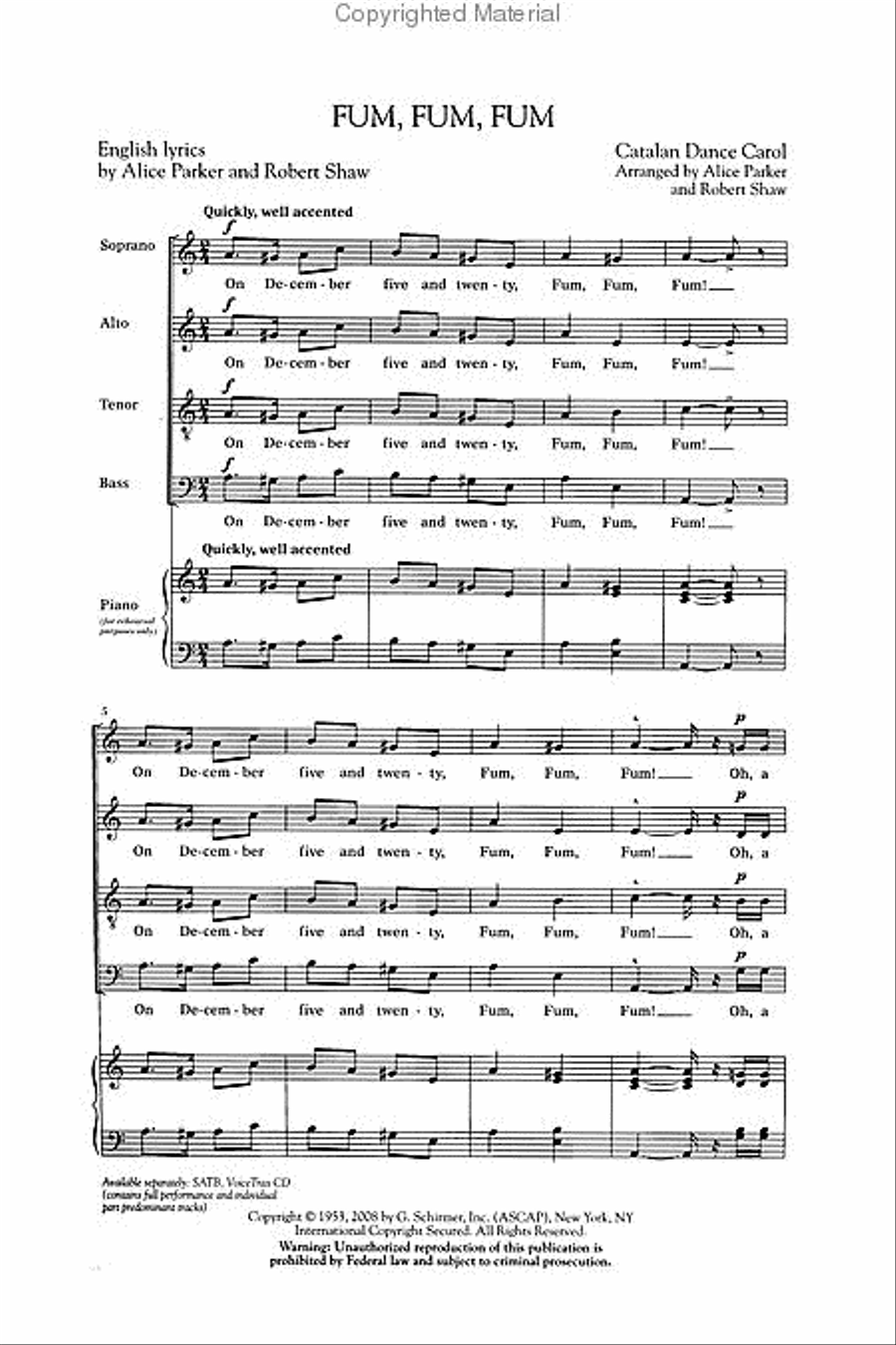 Fum, Fum, Fum 4-Part scores gallery preview page 2