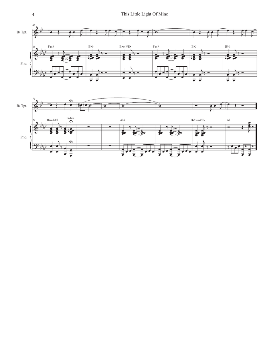 This Little Light Of Mine (Bb-Trumpet solo and Piano) Trumpet Solo scores gallery preview page 4