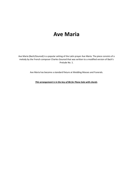 Ave Maria for Piano in Bb image number null