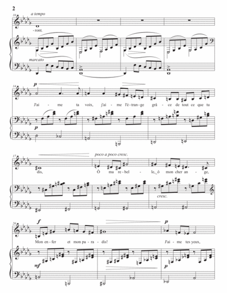 FAURÉ: Chanson d'amour, Op. 27 no. 1 (transposed to D-flat major)