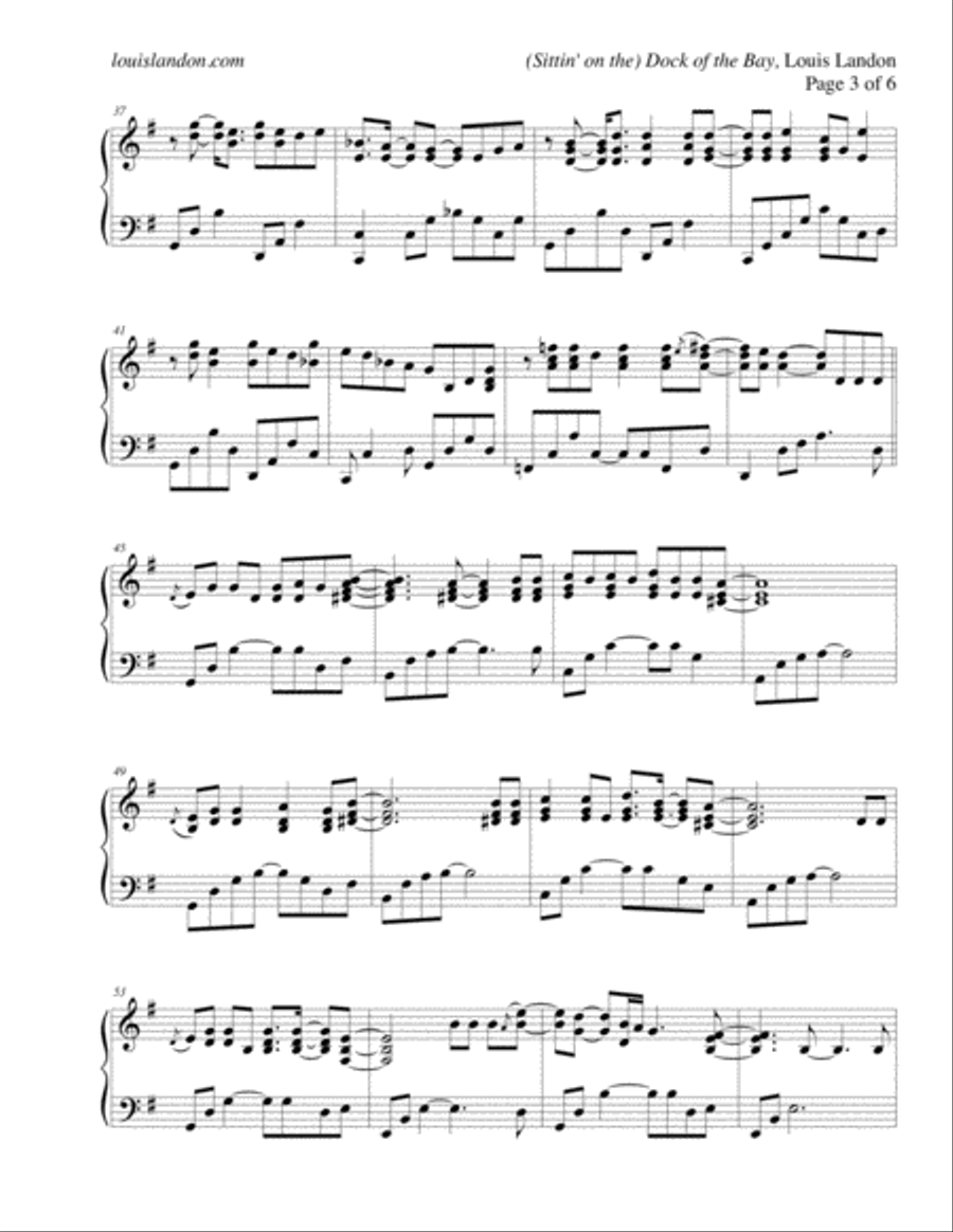 (Sittin' On) The Dock Of The Bay Piano Solo scores gallery preview page 4