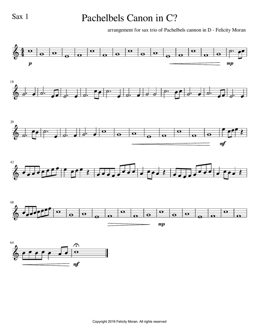 Pachelbels Canon for Alto Sax Trio Woodwind Trio scores gallery preview page 3