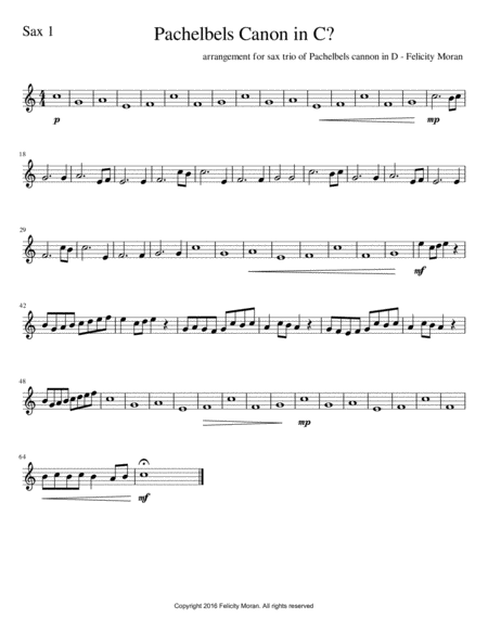 Pachelbels Canon for Alto Sax Trio