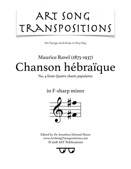 RAVEL: Chanson hébraïque (transposed to F-sharp minor)