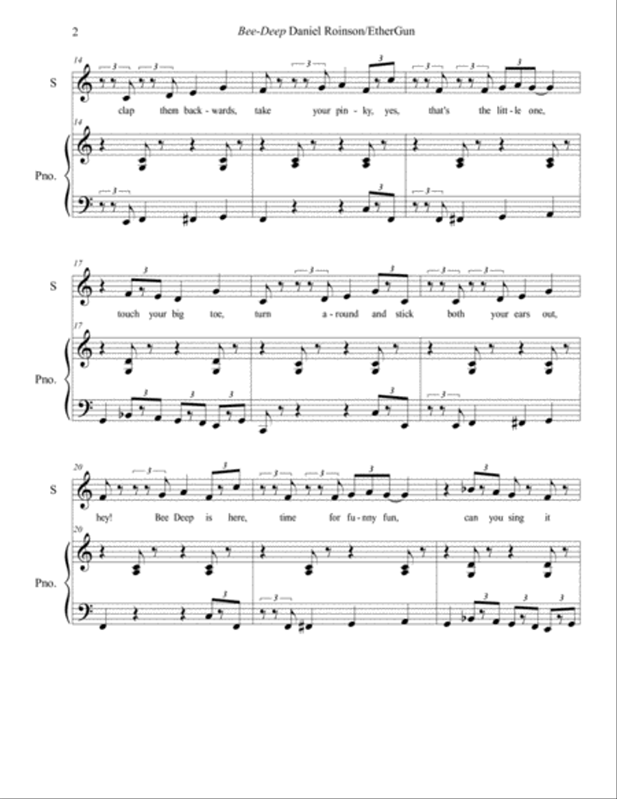 Beedeep's song sheet music Piano Method scores gallery preview page 2