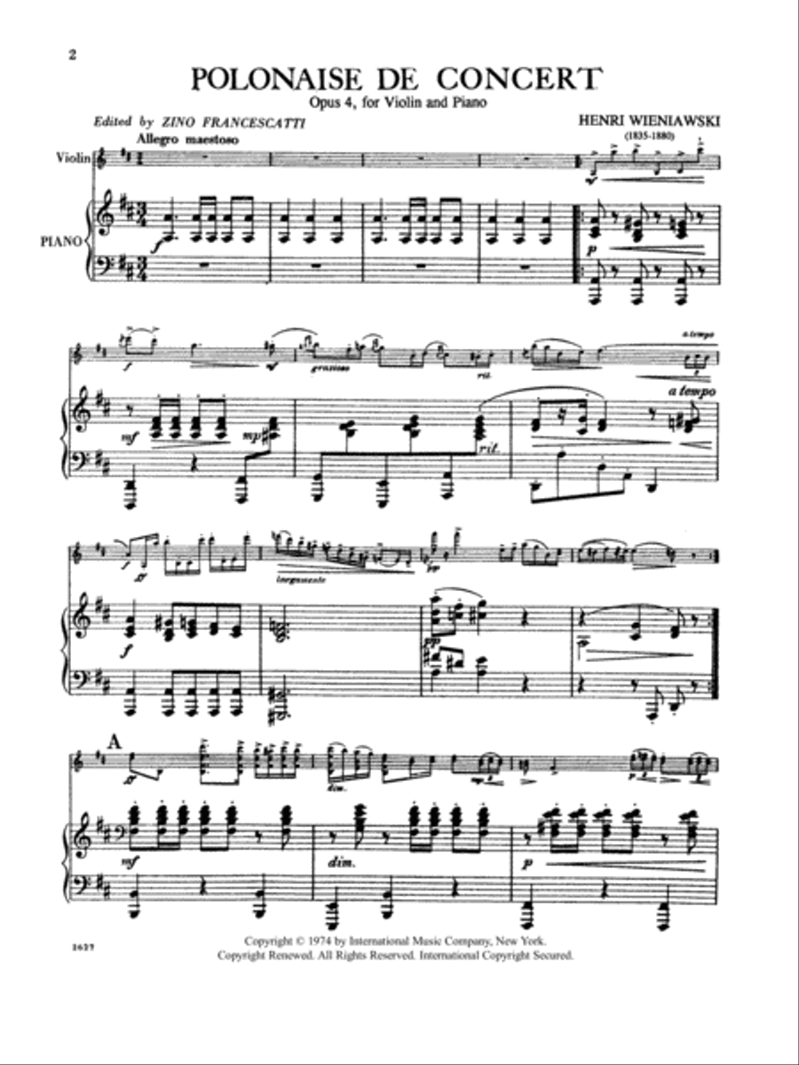 Polonaise de Concert in D major, Op. 4 Violin Solo scores gallery preview page 2