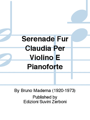 Book cover for Serenade Für Claudia Per Violino E Pianoforte