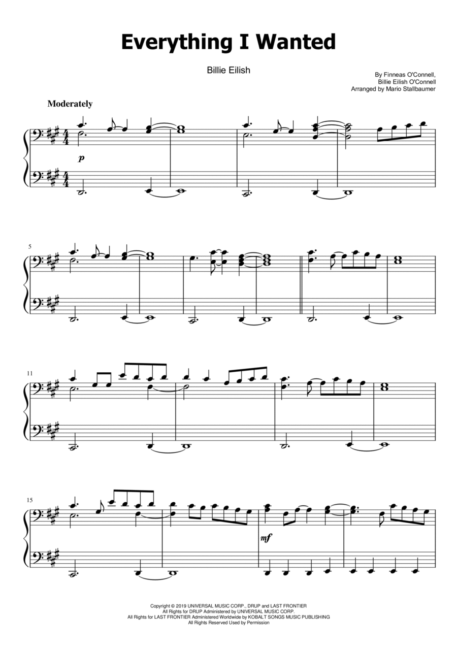 Everything I Wanted Piano Solo scores gallery preview page 1