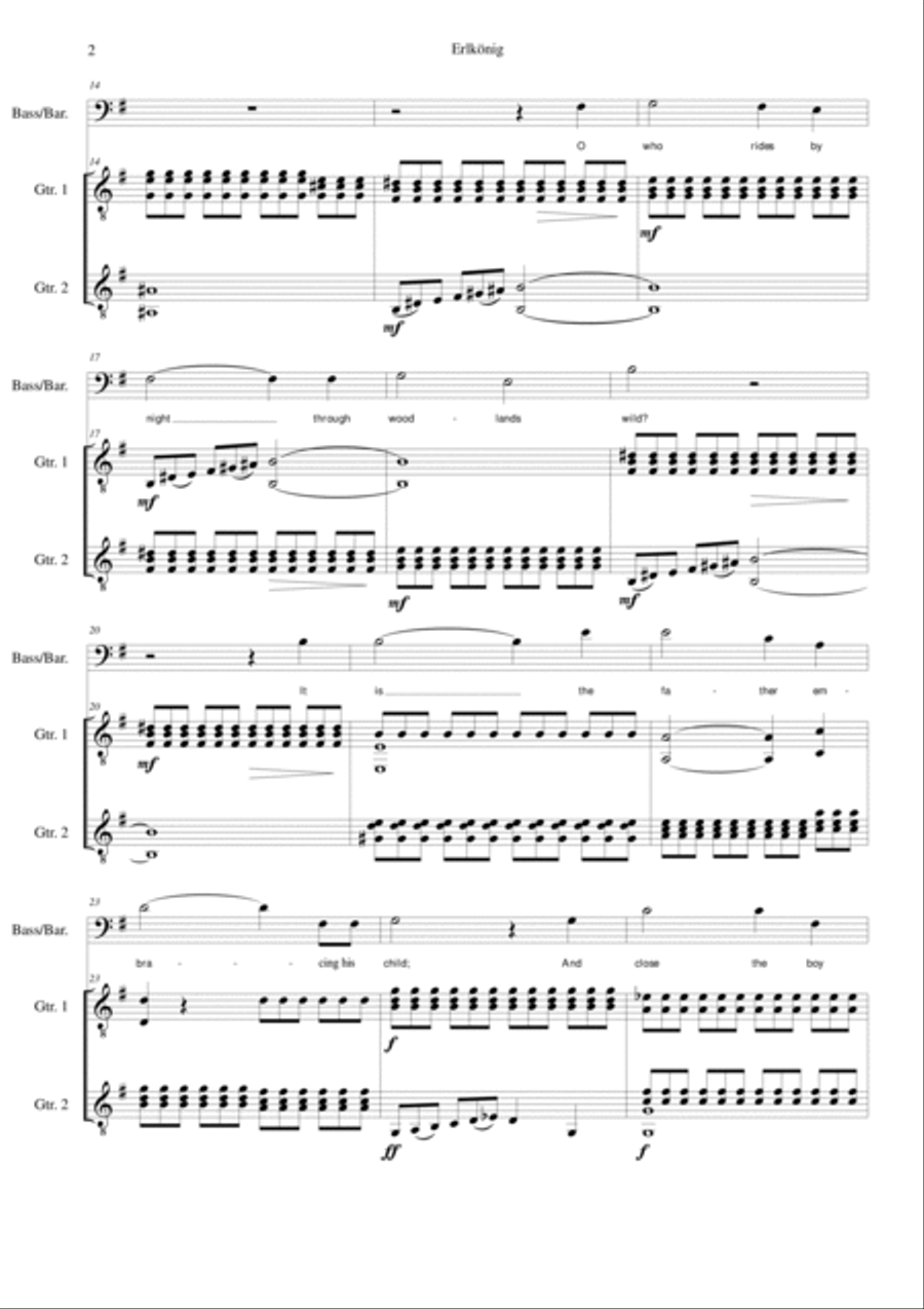 Erlkönig - Erlking - bass/baritone voice and 2 guitars Erlkönig - Erlking - bass/baritone voice and 2 guitars Classical Guitar scores gallery preview page 3