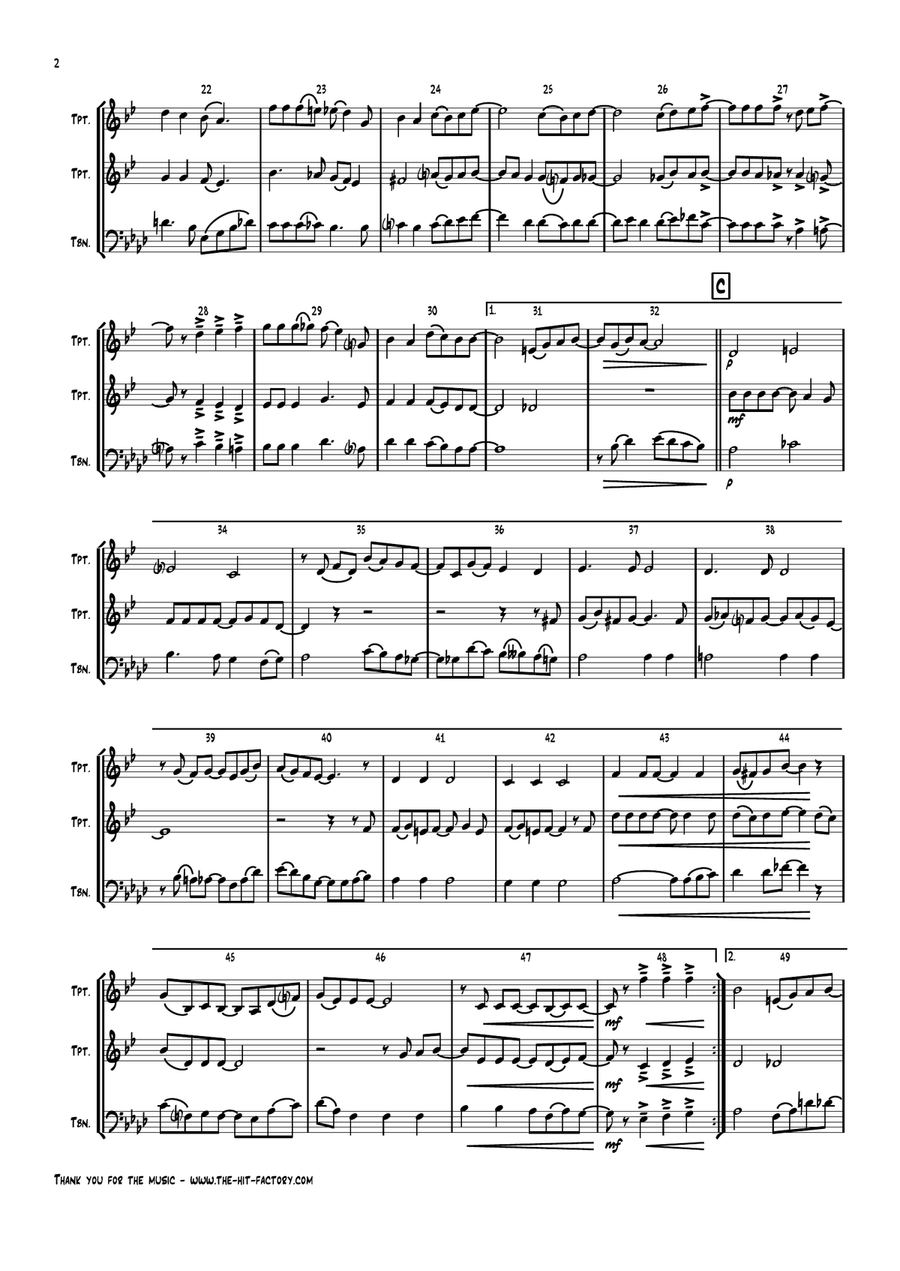 Thank You For The Music Brass Ensemble scores gallery preview page 2