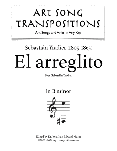 YRADIER: El arreglito (transposed to B minor)