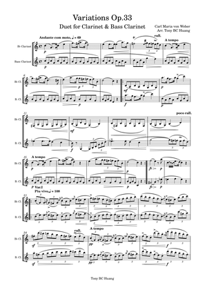 Weber Variations, Op.33 for 2 Clarinets