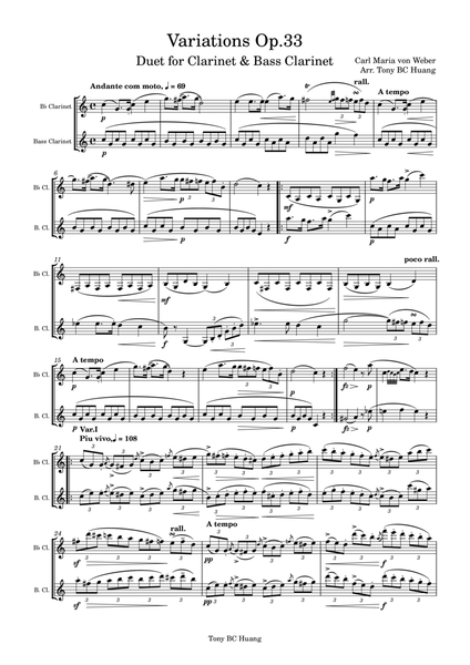 Weber Variations, Op.33 for 2 Clarinets image number null