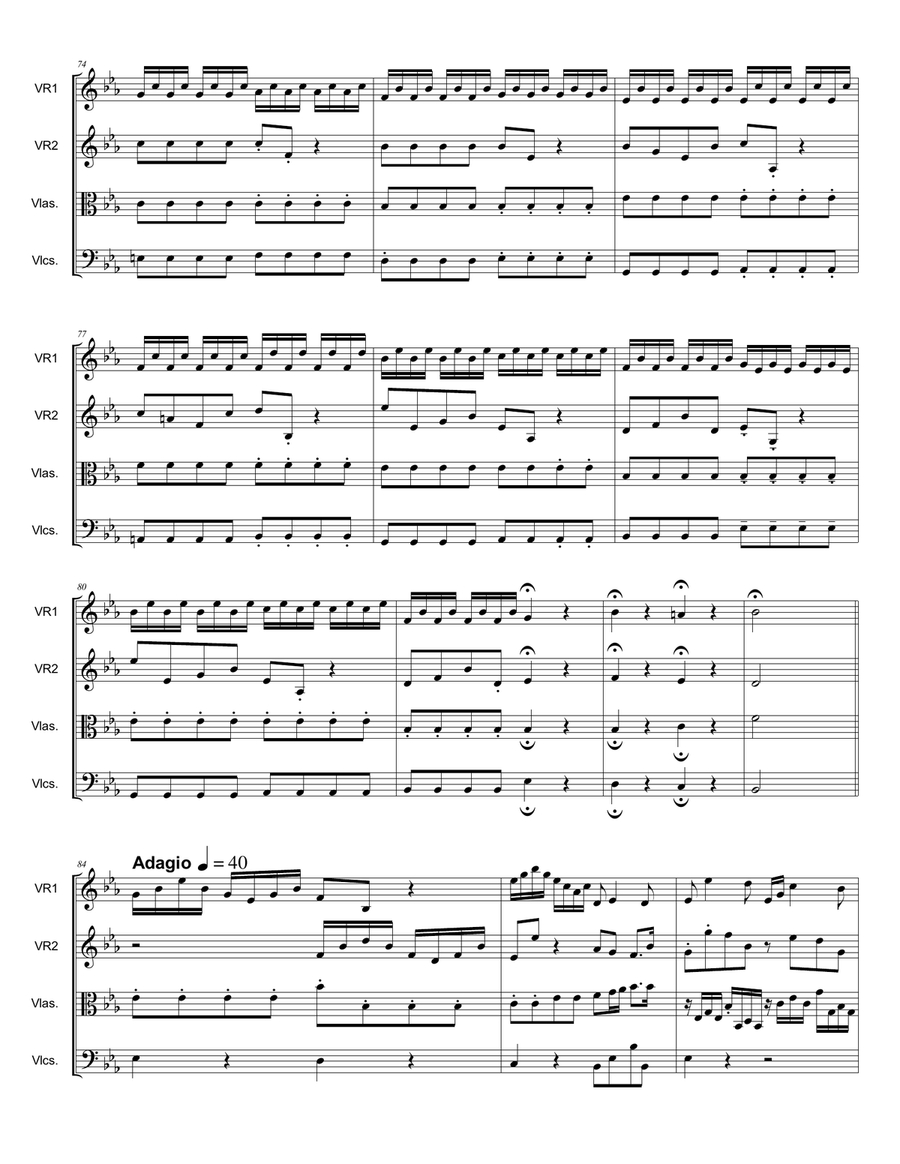 CHRISTMAS CONCERTO - Corelli - Op. 6 N. 8 - Arr. for String Quartet - With parts String Quartet scores gallery preview page 6