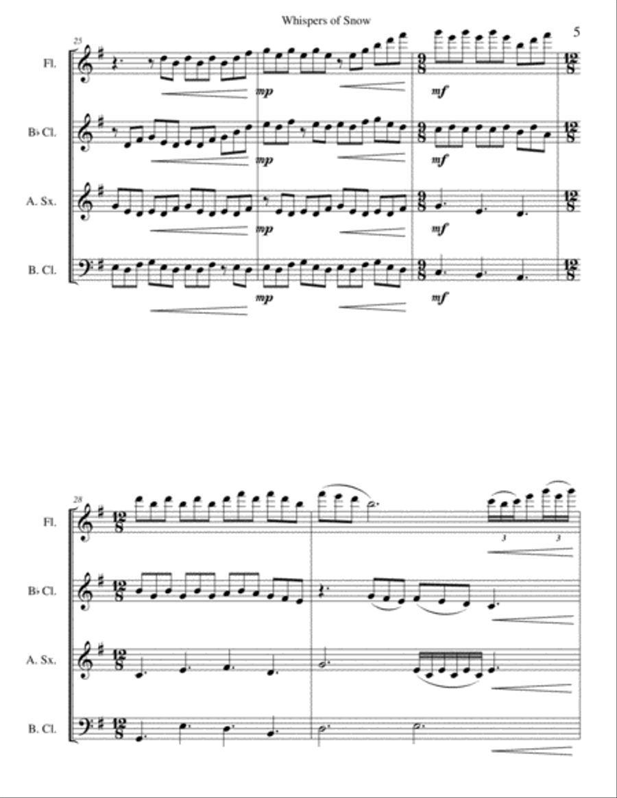 Whispers of Snow Woodwind Quartet scores gallery preview page 6
