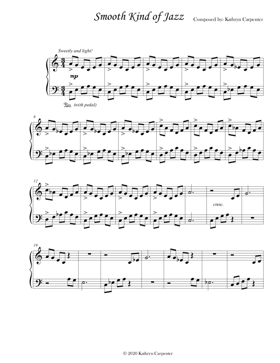 Smooth Kind of Jazz (Intermediate Piano) Piano Solo scores gallery preview page 1