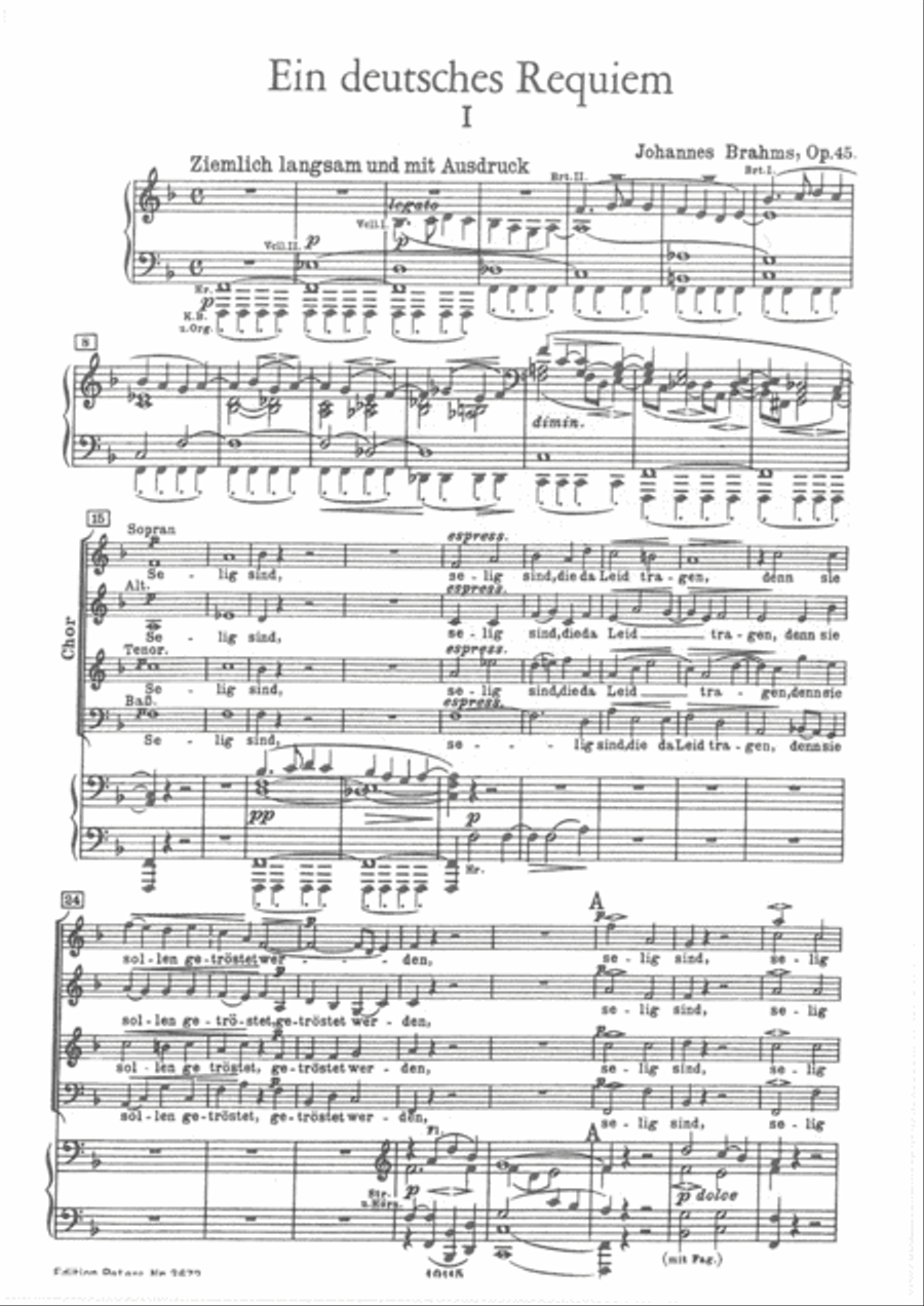 Brahms - Requiem alemão Op. 45 canto, coro e piano - A German Requiem Op.45  - piano vocal score - Breitkopf