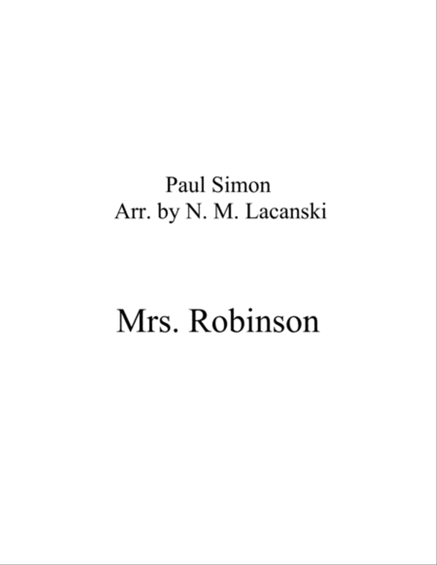 Mrs. Robinson Mrs. Robinson Clarinet Solo scores gallery preview page 1