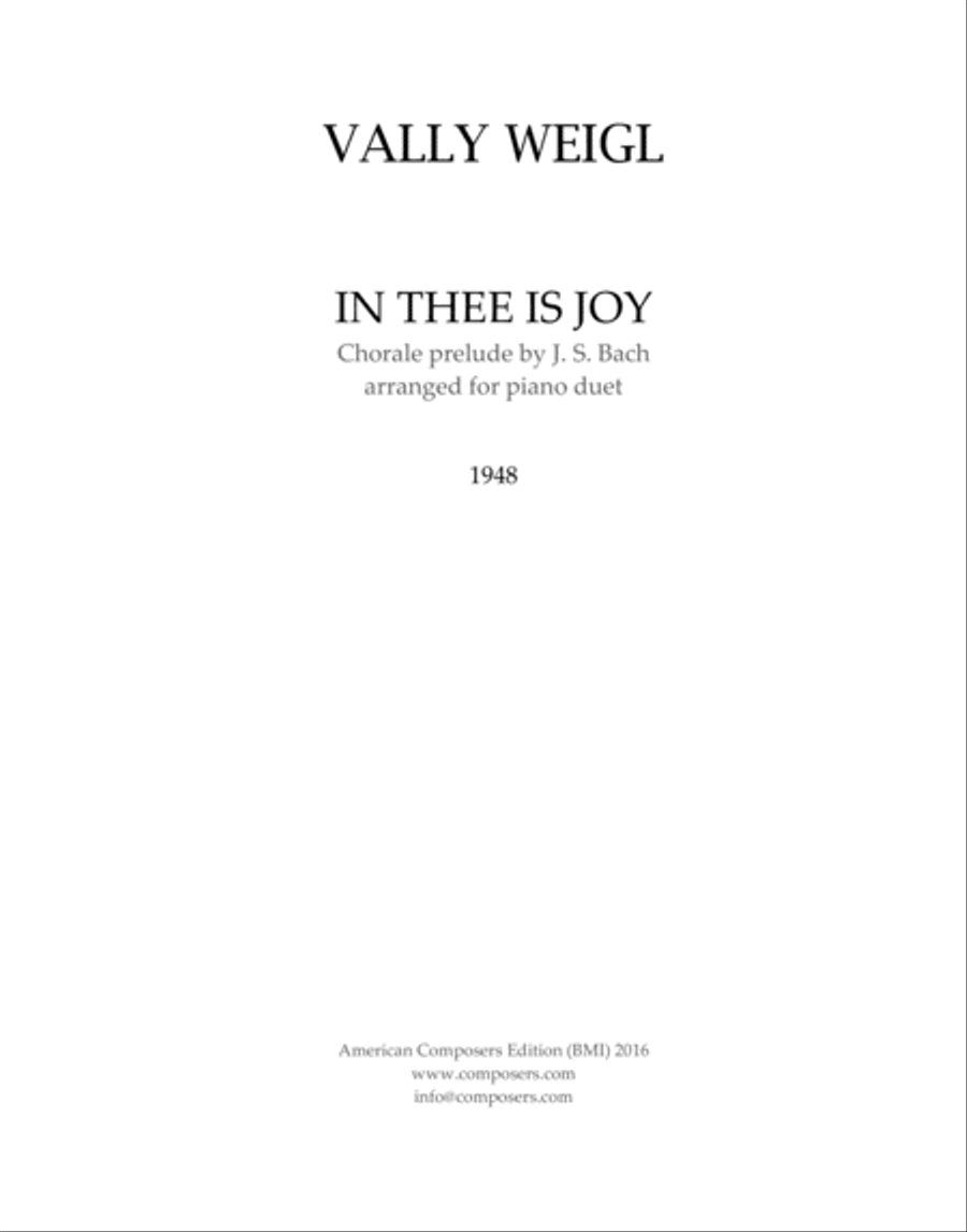 [WeiglV] In Thee Is Joy (Bach) Set of Parts scores gallery preview page 1