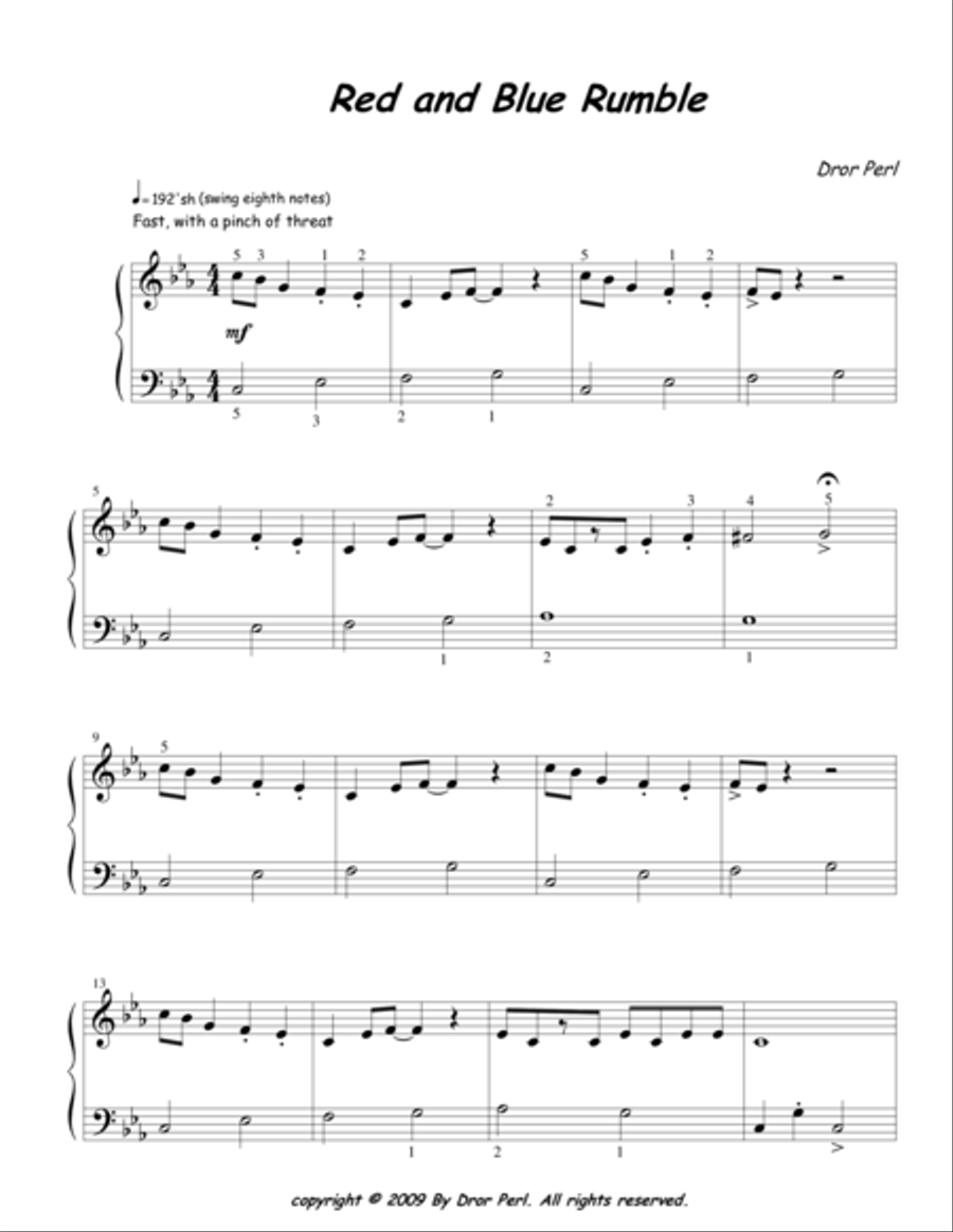 Red and Blue Rumble Easy Piano scores gallery preview page 1