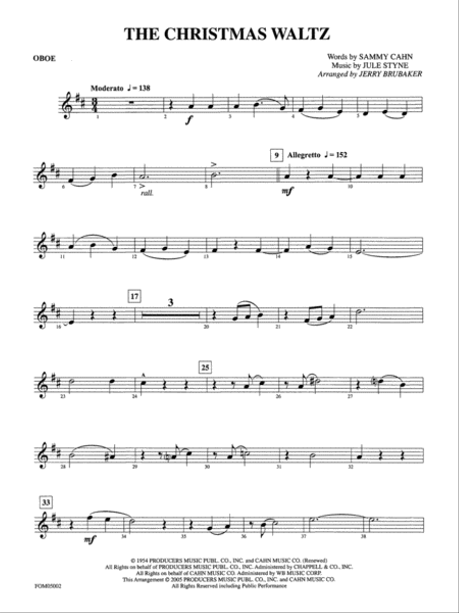 The Christmas Waltz: Oboe Full Orchestra scores gallery preview page 1