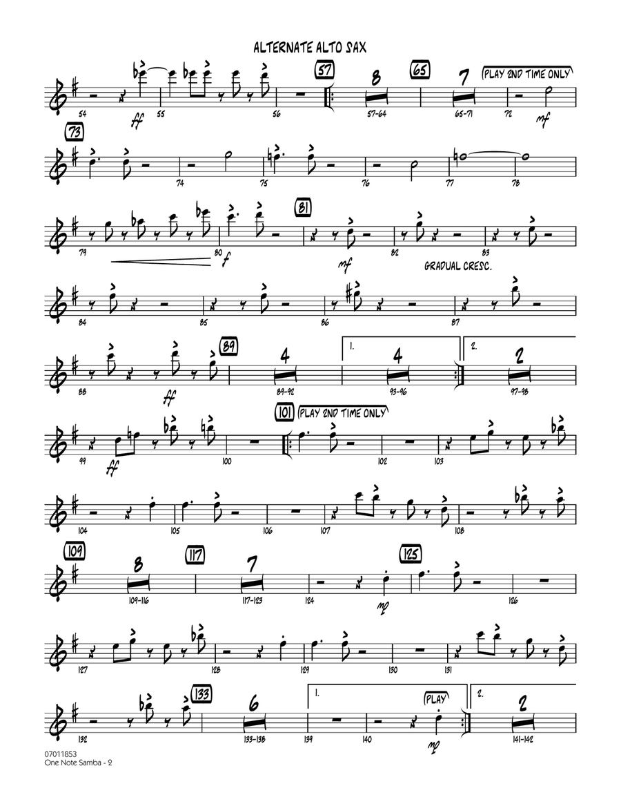 One Note Samba - Alternate Alto Sax Jazz Ensemble scores gallery preview page 2