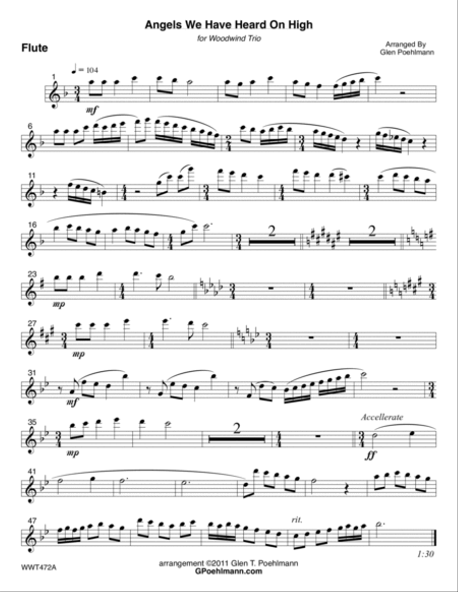 7 CHRISTMAS CAROLS for WOODWIND TRIO (unaccompanied) Woodwind Trio scores gallery preview page 5