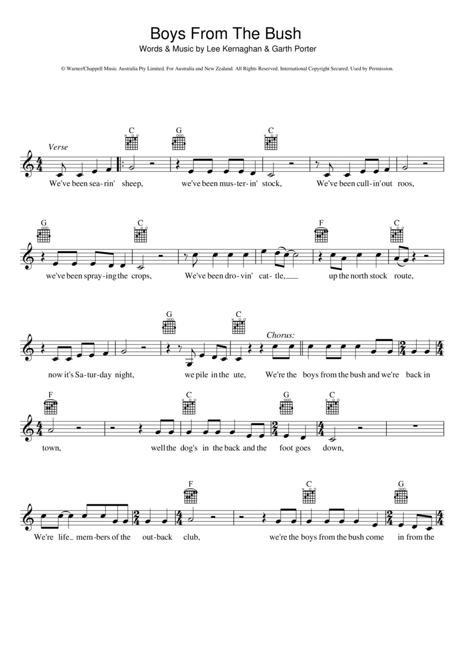 Boys From The Bush Piano scores gallery preview page 1