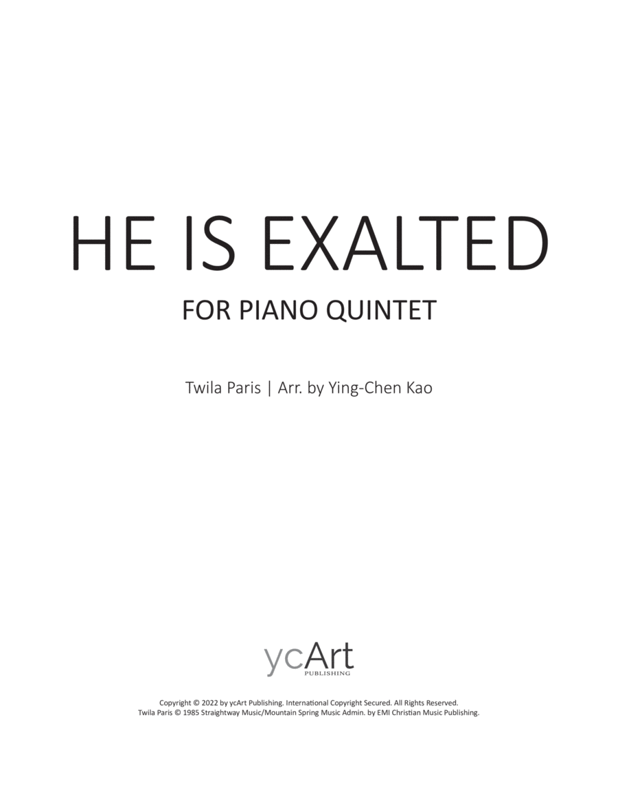 He Is Exalted Piano Quintet scores gallery preview page 1