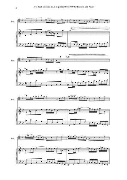 J. S. Bach: Viola da Gamba Sonata no. III in g minor, BWV 1029, arranged for bassoon and piano