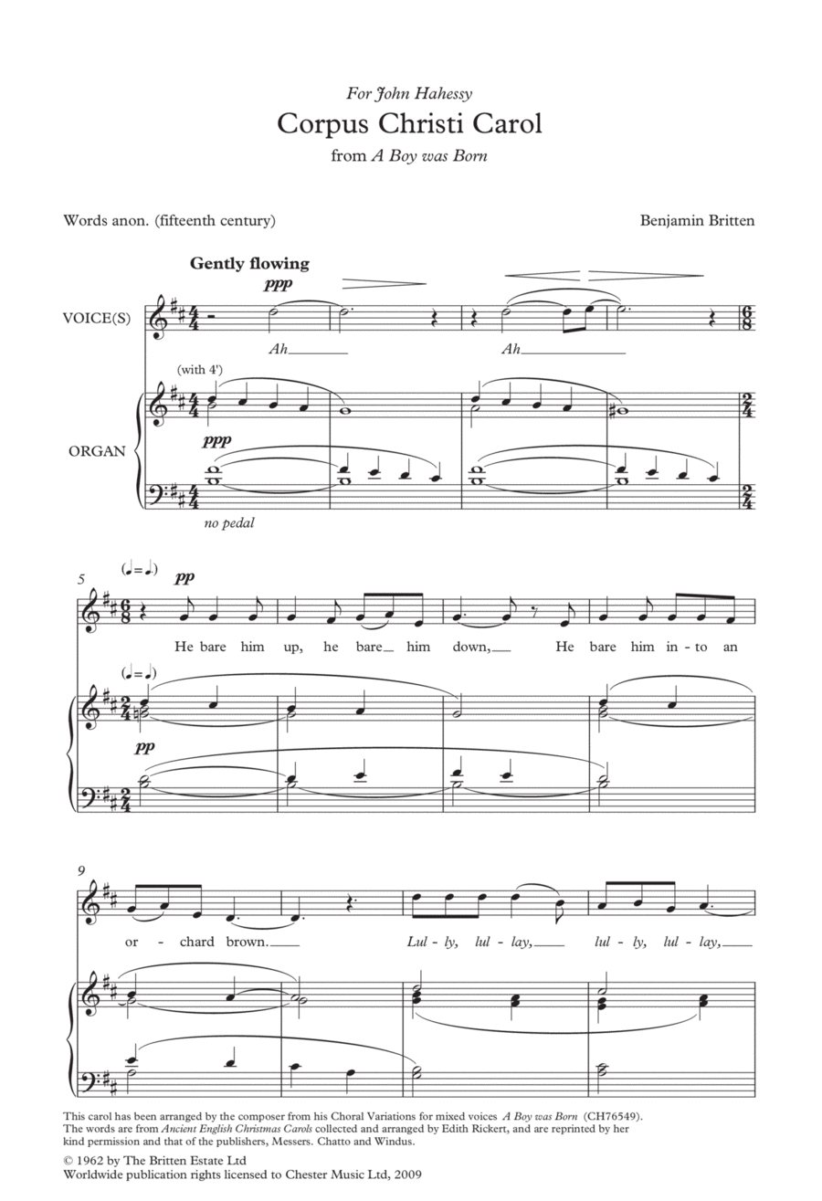 Corpus Christi Carol (from A Boy Was Born) Voice Solo scores gallery preview page 1