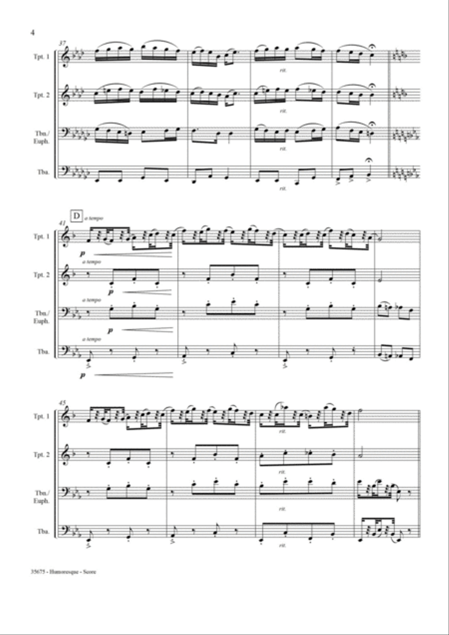 HUMORESQUE – BRASS QUARTET Brass Quartet scores gallery preview page 5