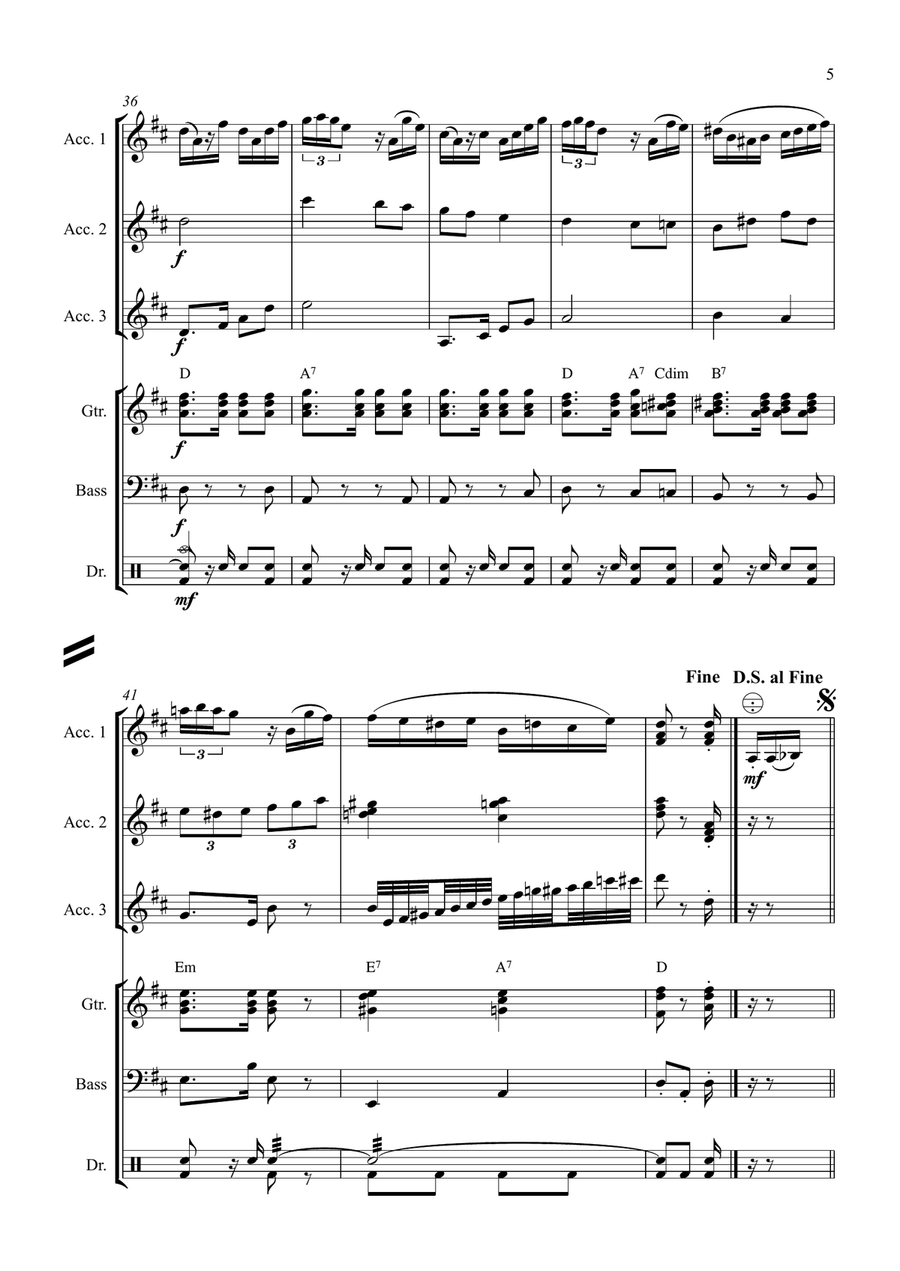 Viloldo: El Choclo, tango (Accordion Orchestra) Accordion Orchestra scores gallery preview page 5