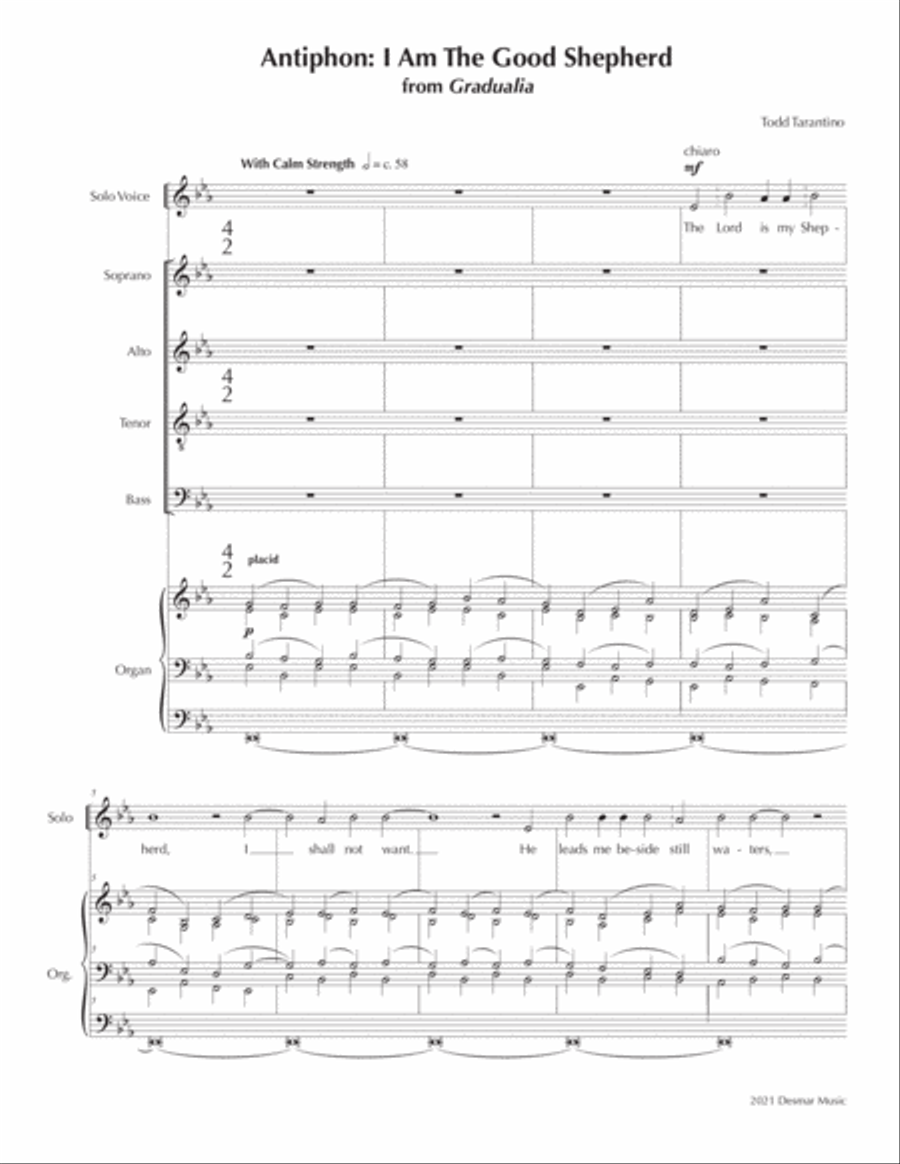 I Am the Good Shepherd (version for solo voice, SATB, organ) 4-Part scores gallery preview page 3