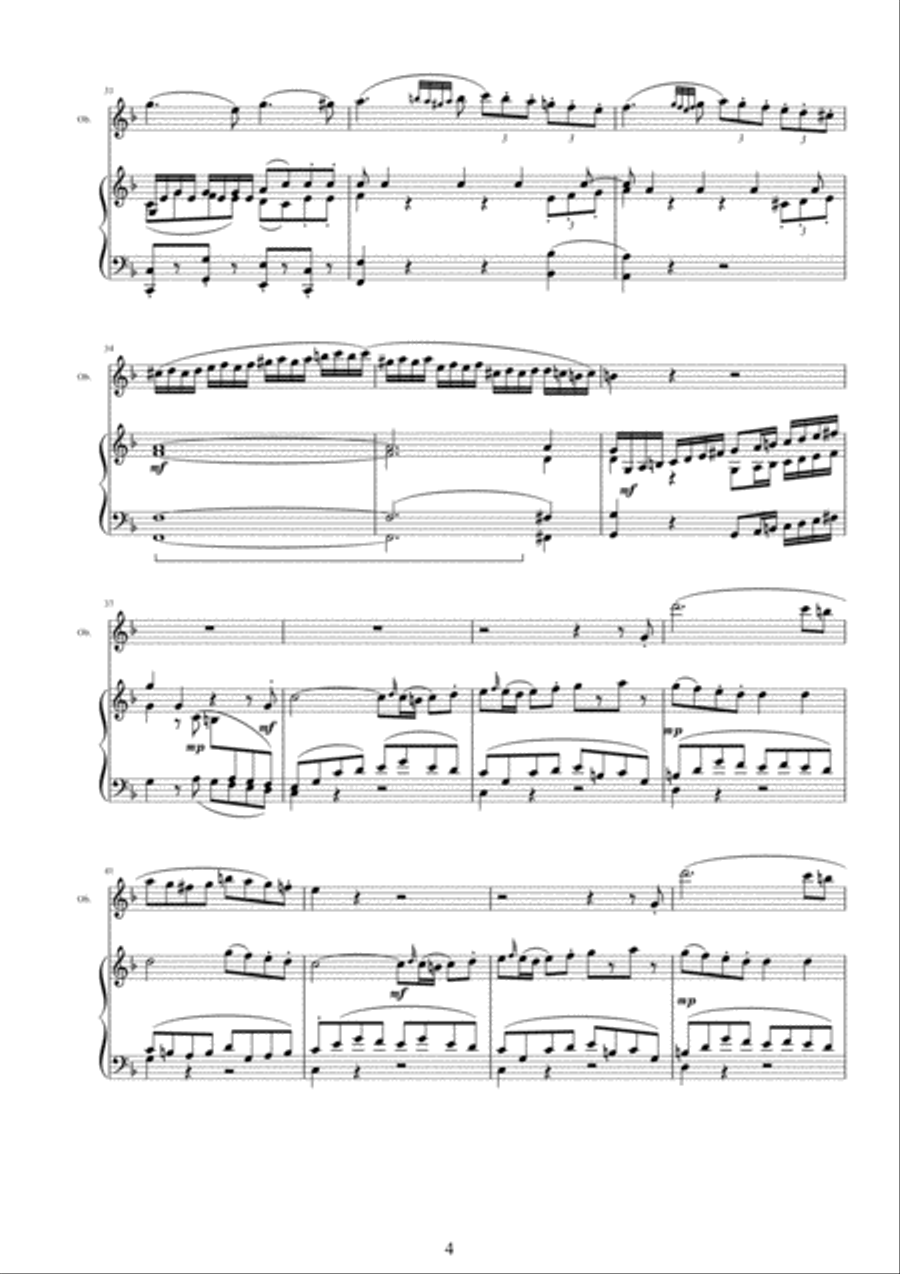 Mozart – Complete Oboe Quartet in F major K370 for Oboe and piano Flute Solo scores gallery preview page 4