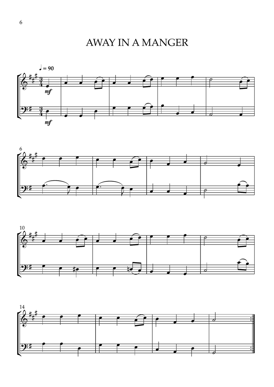 8 EASY CHRISTMAS SONGS for Trumpet in Bb and Cello Trumpet Duet scores gallery preview page 6