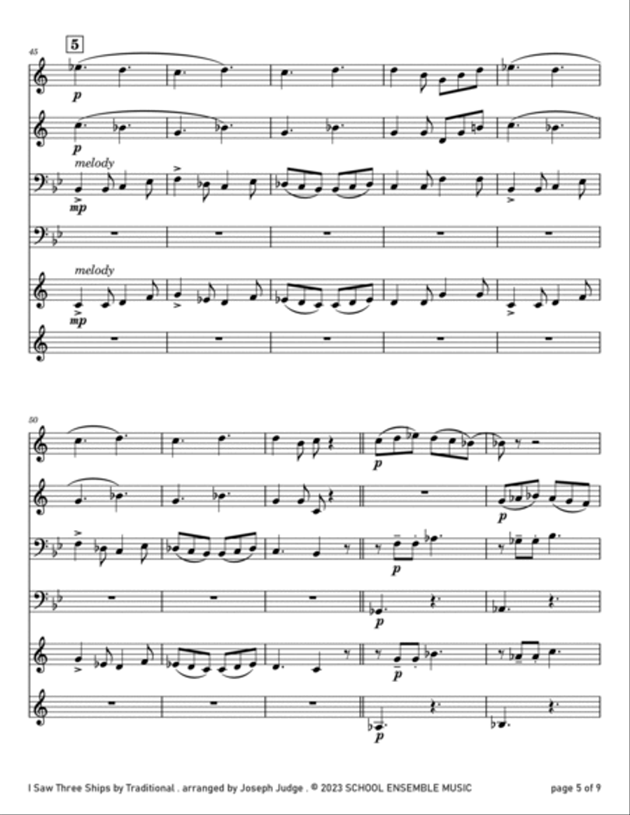 I Saw Three Ships for Brass Quartet in Schools Brass Quartet scores gallery preview page 5