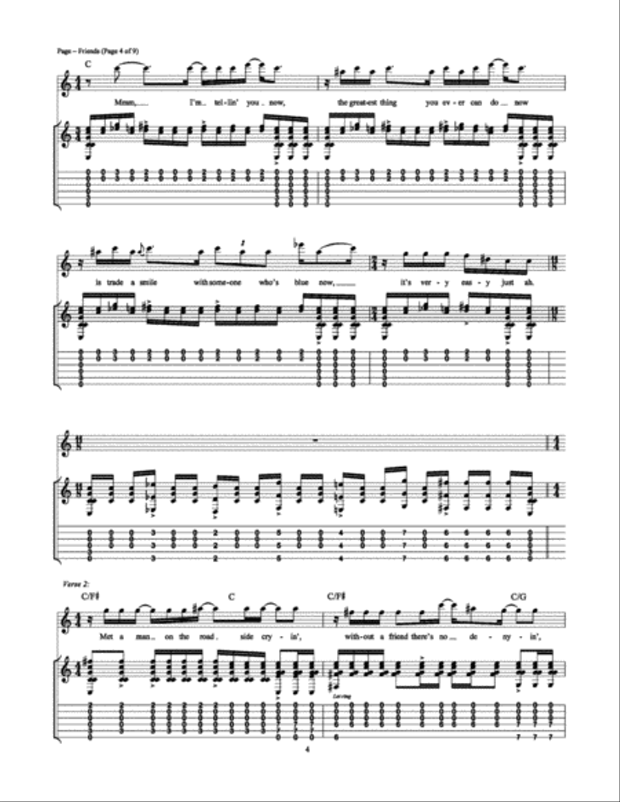 Friends Friends Guitar Tablature scores gallery preview page 4